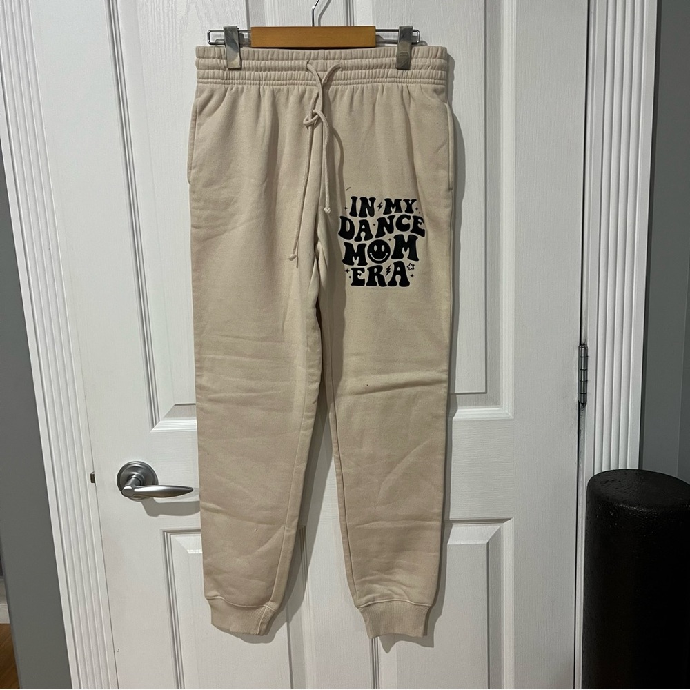 Cream Joggers with Graphic Print